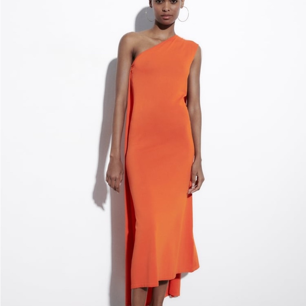 Zara Orange Cape Dress